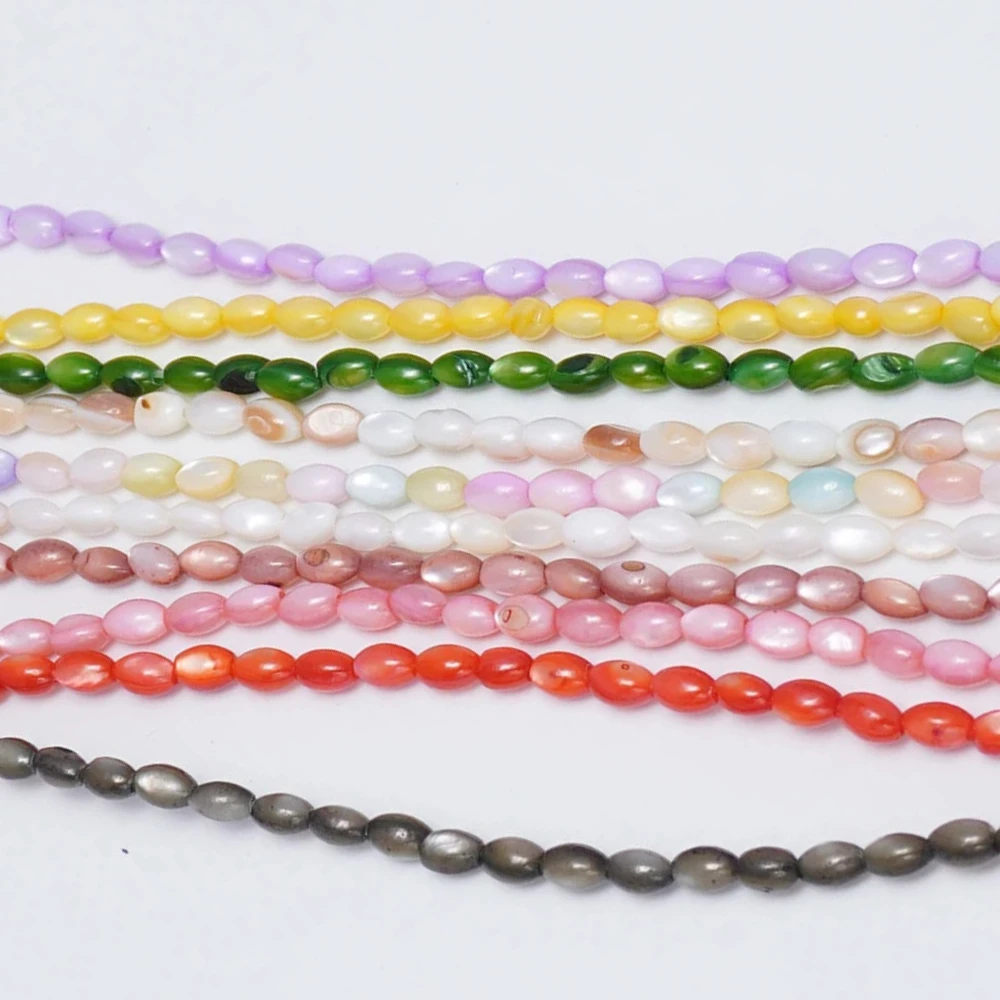 3x5mmNatural Shell Loose Beads Strand Rice Shaped Small Size 10 Colors Beads For Making Necklace Bracelets Children Jewelry