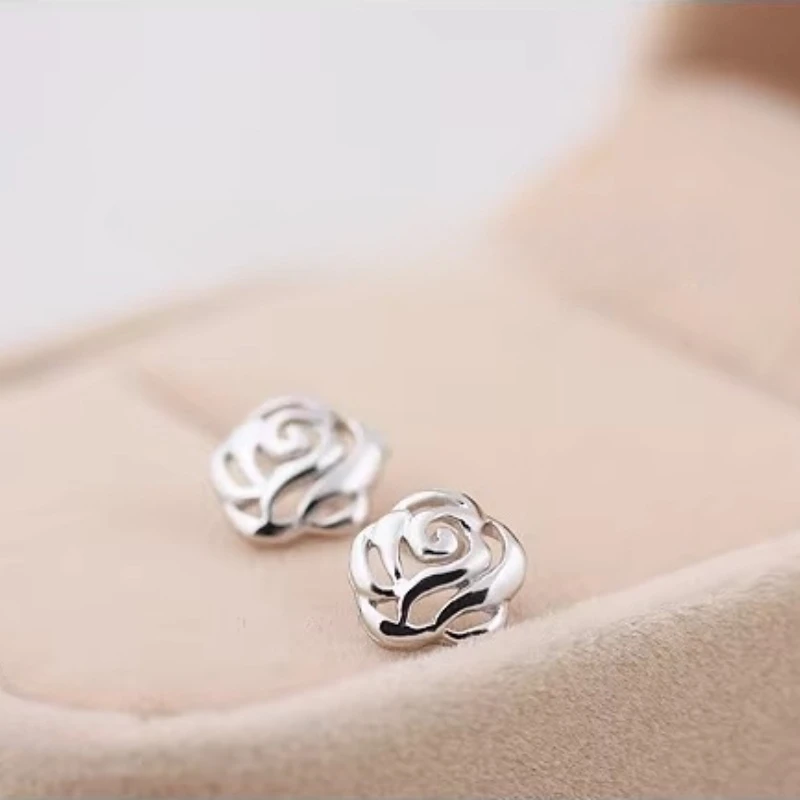925 Sterling Silver Zapobiegaj alergiom róże Brincos Kolczyki sztyfty dla kobiet Kolczyki ślubne Biżuteria Akcesoria — zdjęcie 5
