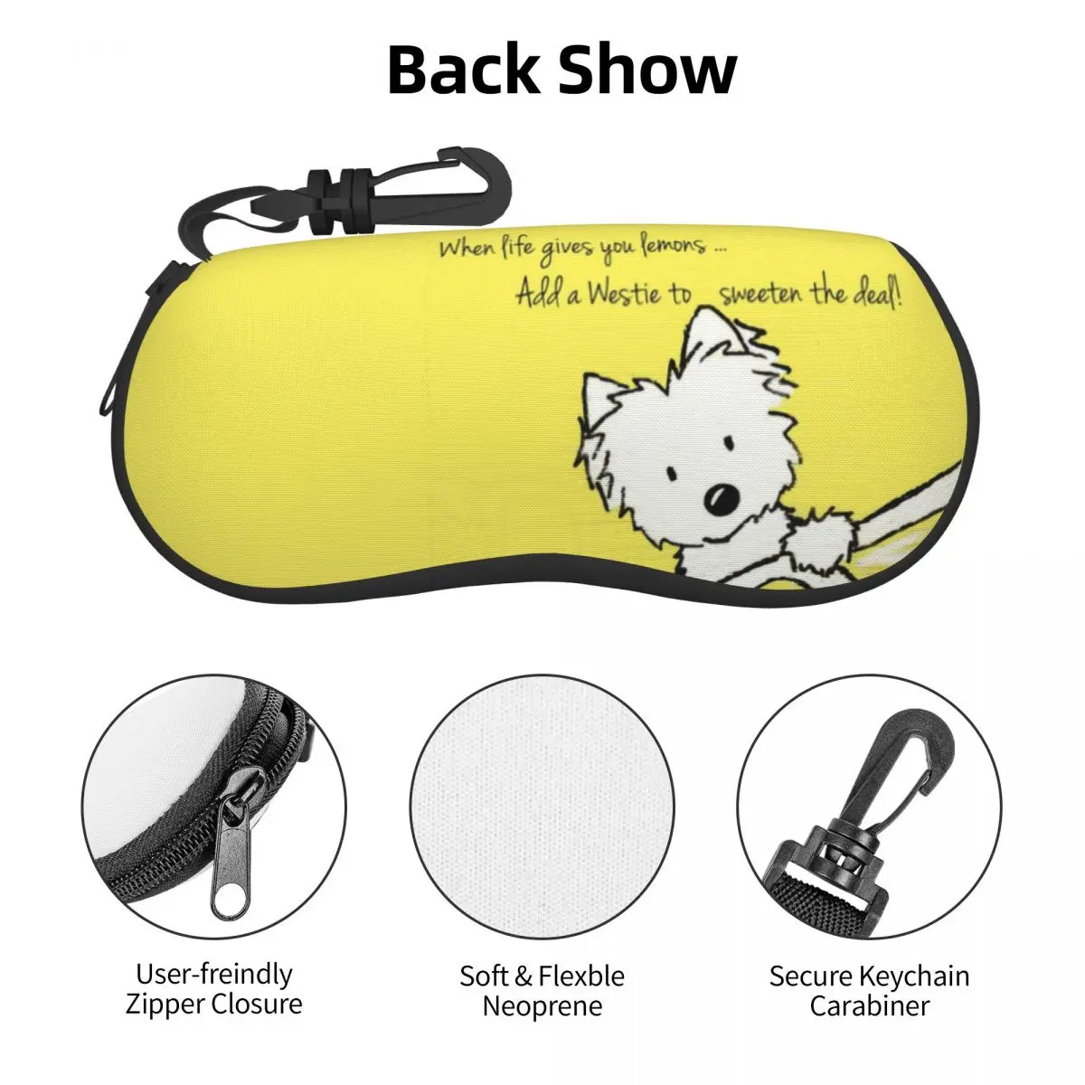 Life Lemons Westie Dog Shell Eyeglasses Protector Cases Cute Sunglass Case West Highland White Terrier Glasses Pouch