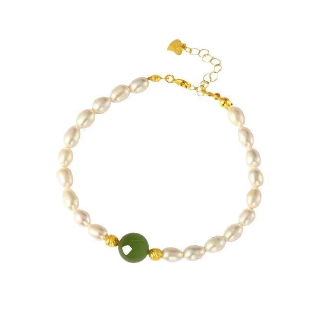 Natural Freshwater Pearl Bracelet Chinese Style Lucky Bead Elegant Jewelry Mothers Day Gift For Women And Mom