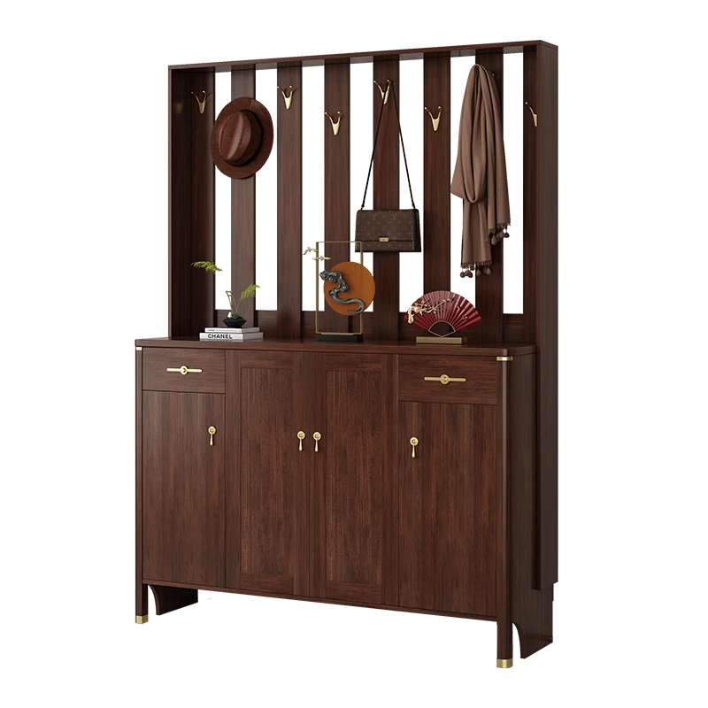 

Entrance storage cabinet, home door Chinese style against the wall, living room large capacity solid wood shoe cabinet,