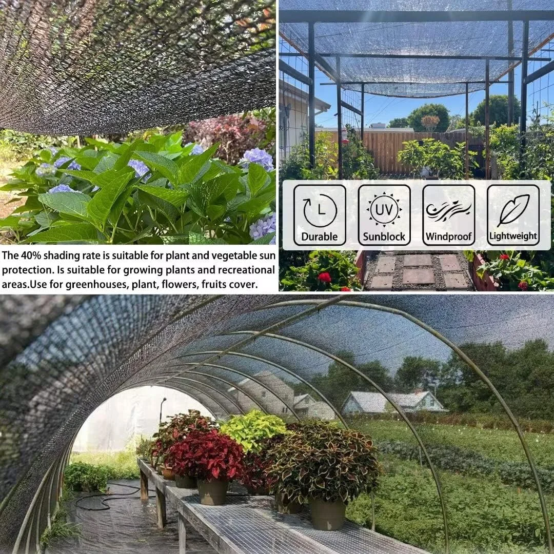 1 Peça de Tela de Sombreamento Preta com Borda Reforçada e Ilhoses, Rede Solar para Pérgulas, Plantas, Estufas, Jardins, Pátios e Coberturas