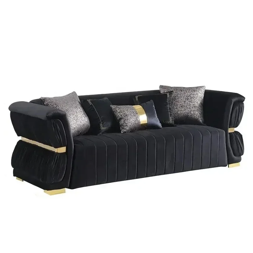 Luxury Design Velvet Living Room Couch Set Furniture 2 Seater Chesterfield Sofas Modular Sectional Tufted Upholstered Sofa