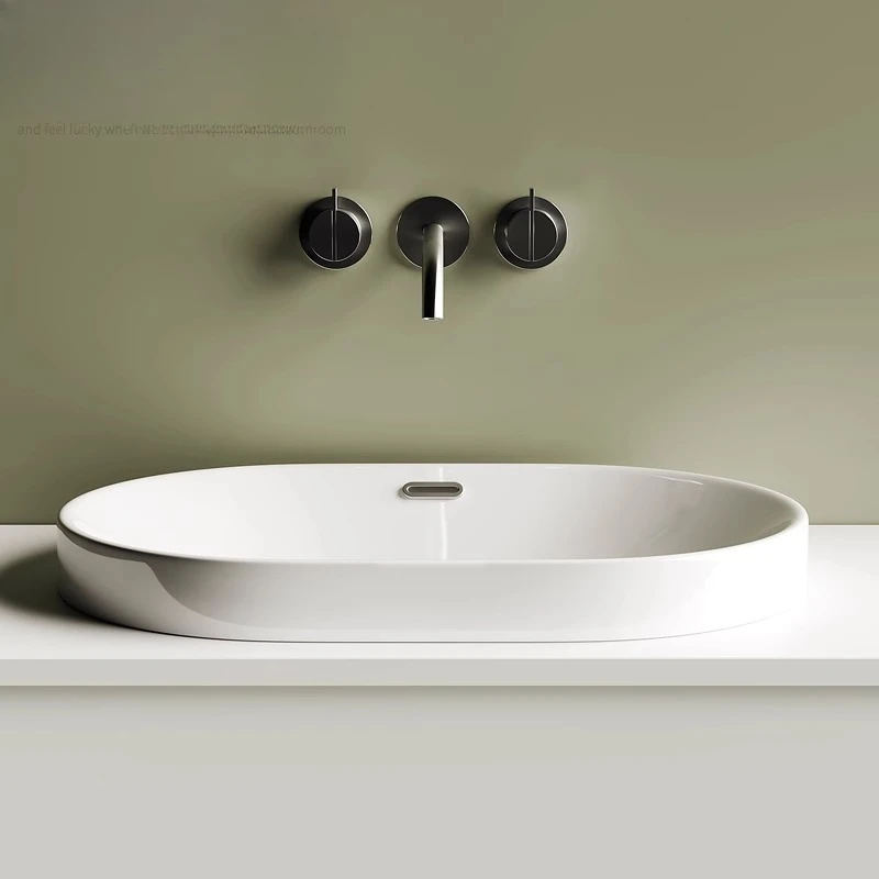 

Mao Pottery Semi-Embedded Household Taichung Basin Washbasin Washbasin Ceramic Smart Cleaning