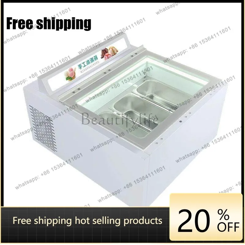 2026 New Small Countertop Commercial Ice Cream Freezer Stall Display