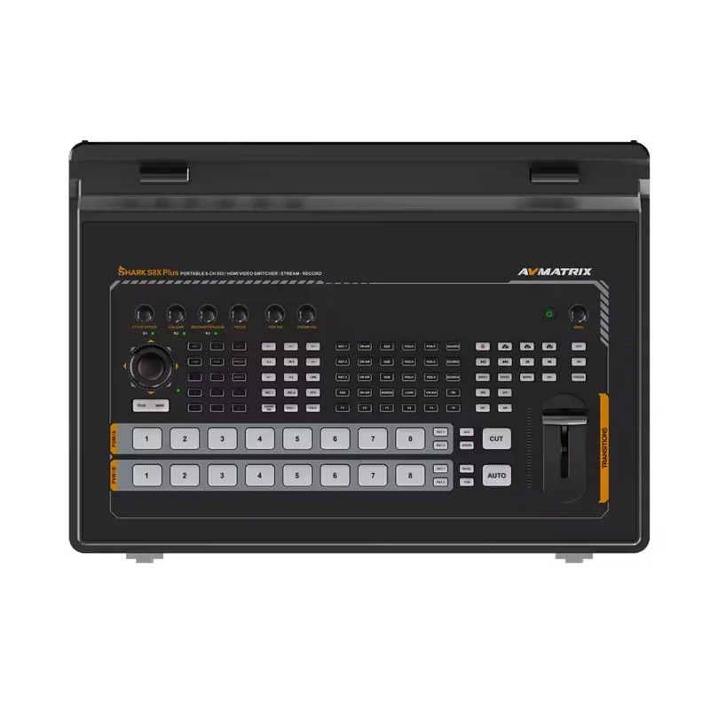 AVMATRIX SHARK S8X PLUS PLUS-N 8-Channel SDI/HDMI- Portable Video Switcher with 17.3" Display PTZ Control Recording Playback