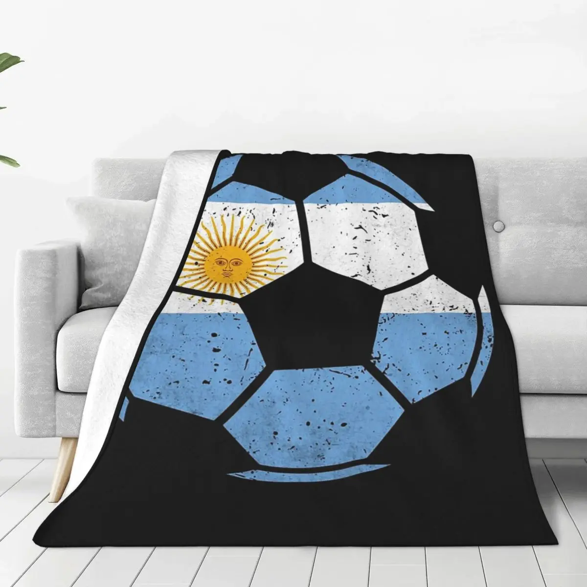 Argentina Soccer Ball Flag Blanket Fleece Portable Sofa Throw Blankets For Couch Bedding Travel Throws Bedspread Quilt