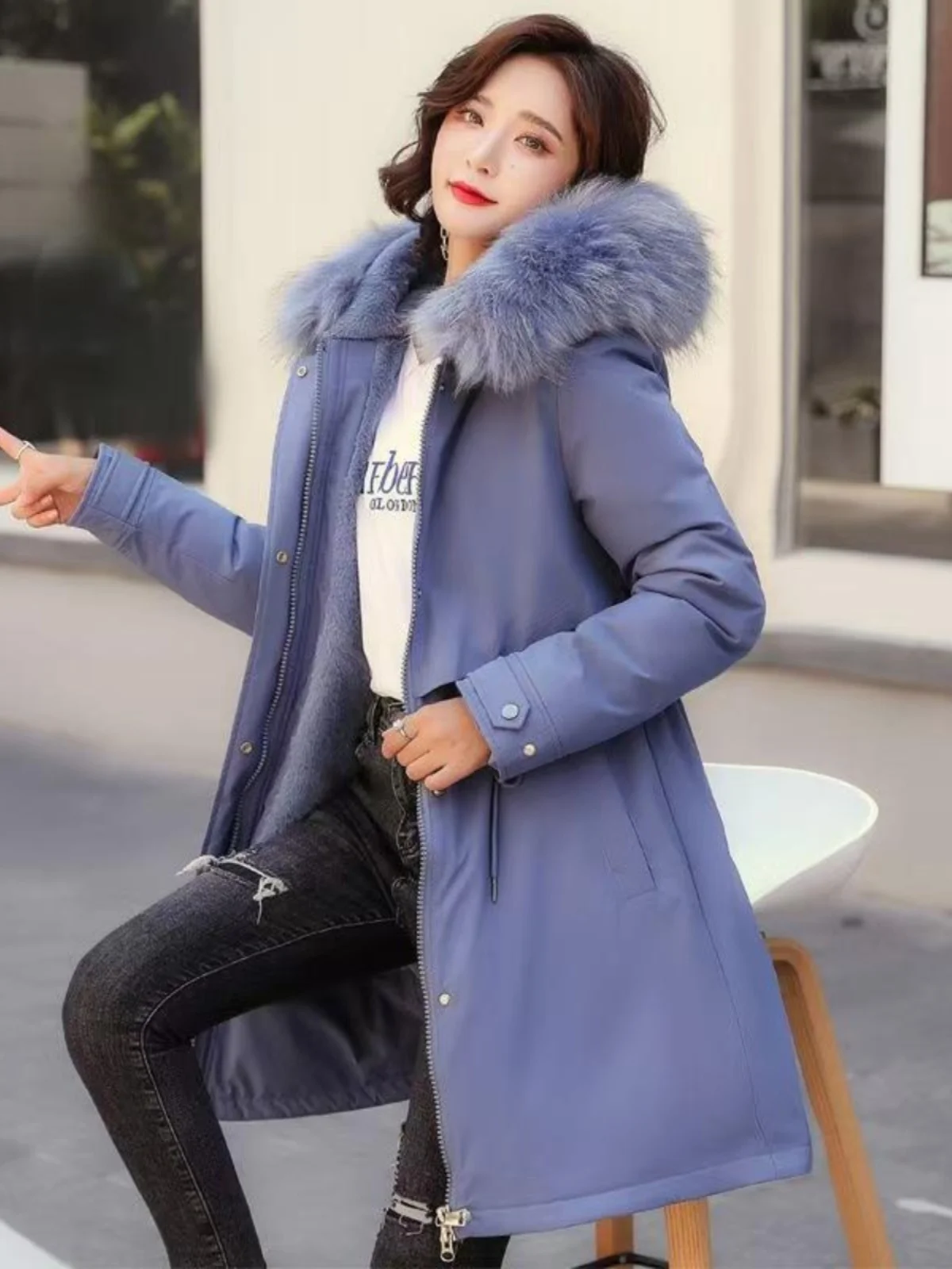 

Women's Winter Thiened Warm down Cotton Jaet Long Coat Loose Fce Lined Large Size Trendy Mommy Clothes Korean Sle