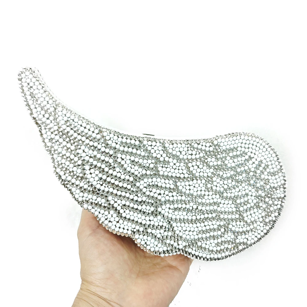 

WHTUOHENG Silver Rhinestone Evening Bag Angel Wing Crystal Wedding Bag Beaded Clutches Purses Crystal Handbags Diamond Purses