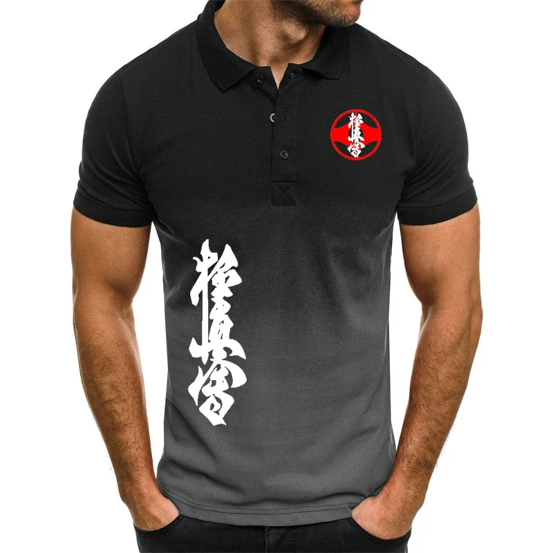 Kyokushin Karate Printed Lapel men T shirt Men POLO shirt Color contrast design Comfortable breathable Harajuku men's POLO shirt