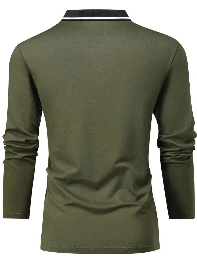 Das Neue Herren-Langarm-POLO-Shirt für Frühling und Herbst 2025 mit Street-Fashion-Design und Komfort durch 3D-Buchstabendruck – Detail 11