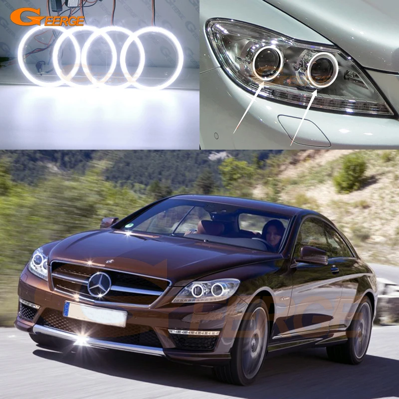 

For Mercedes Benz S Class W216 C216 Cl 500 600 63 65 AMG Facelift Ultra Bright Cob Led Angel Eyes Kit Halo Rings Day Light