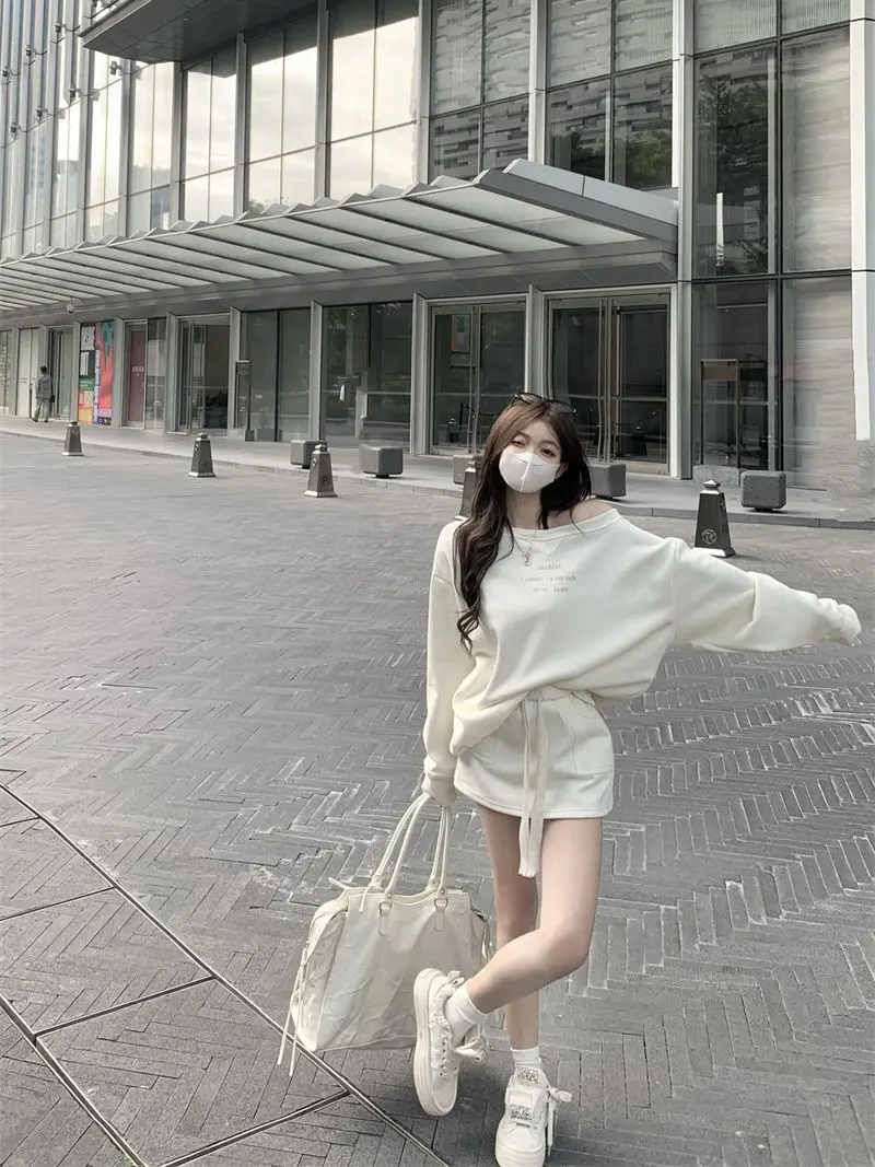 Women'S Cropped Sweatshirts 2000S Emo Handsome Crop Base Activewear Teen Sleeves Irregular Bared Waist Slimming Short Length