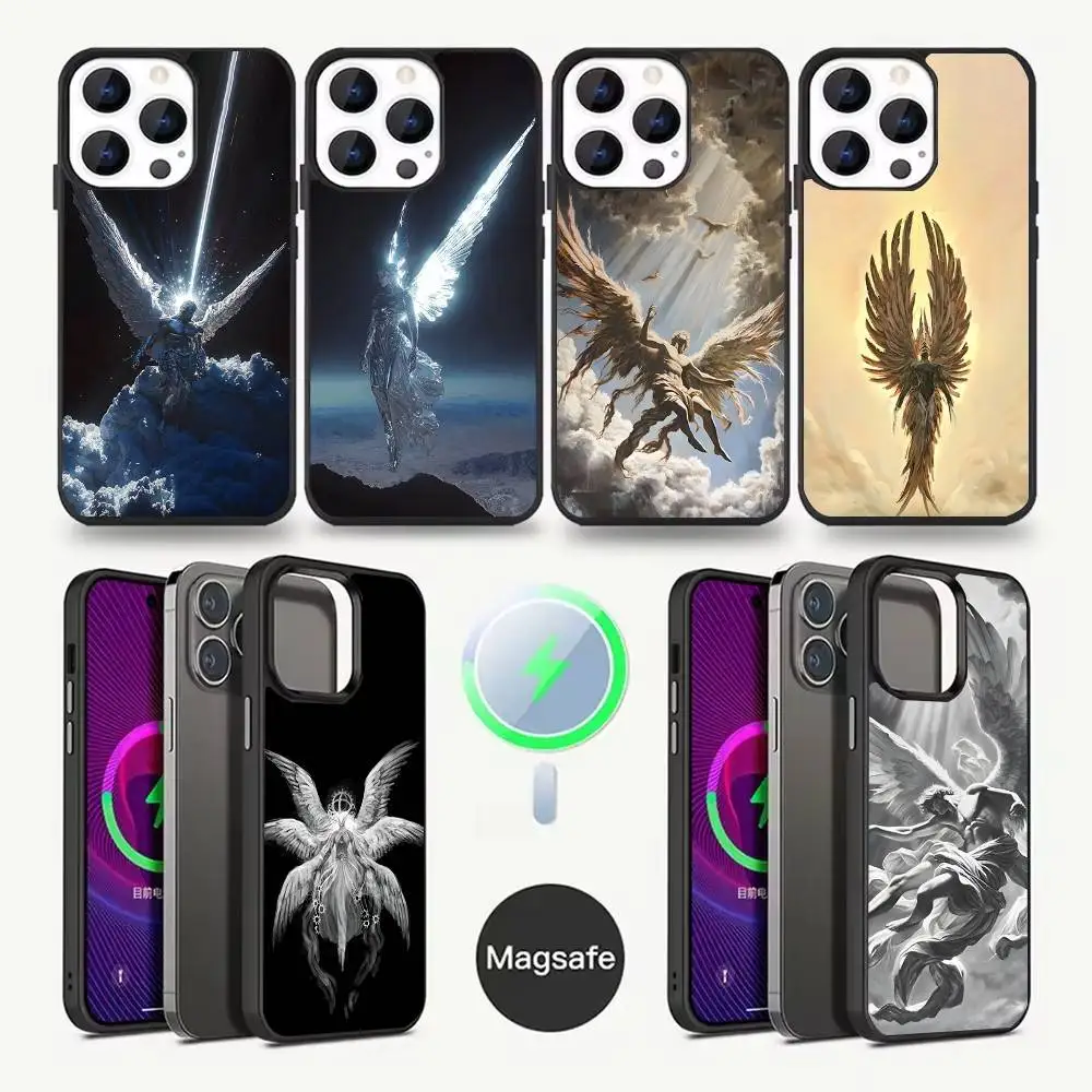 

INS Retro Style Angel Phone Case For iPhone 16,15,14,13,12,11,Pro,Max,Plus,Mini,Magsafe,Magnetic Wireless Charging Case