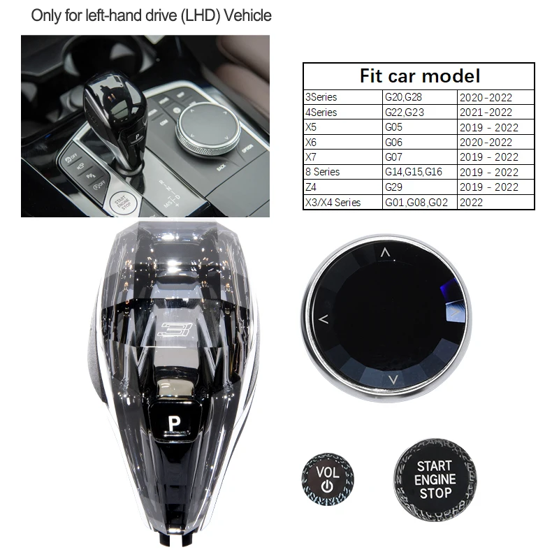 4-delige set Crystal Pookknop Hendel Voor BMW 3-serie X3 X4 X5 X6 F44 G20 G05 G06 G01 G02 G08 Automatische Crystal Gear Handvat