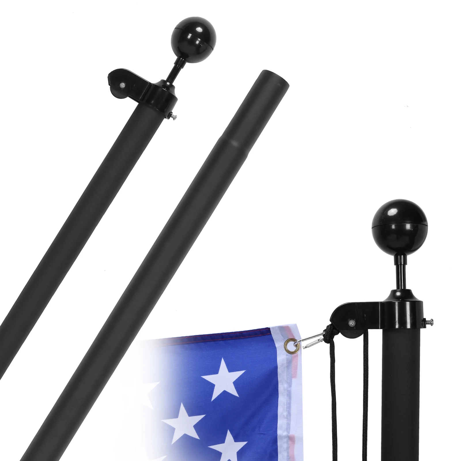 

Усиленный флагшток с защитой от запутывания и вращением на 360°, комплект ° Вращающиеся кольцевые зажимы для сада, жилых и коммерческих объектов