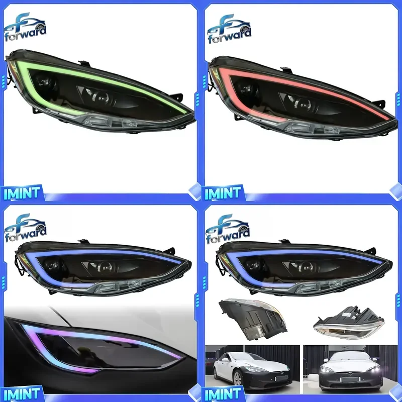 RGB Colorful LED Headlight Assembly Model S 2014-2022 2nd Gen 12V New Plug & Play No Lens No Dashboard Error