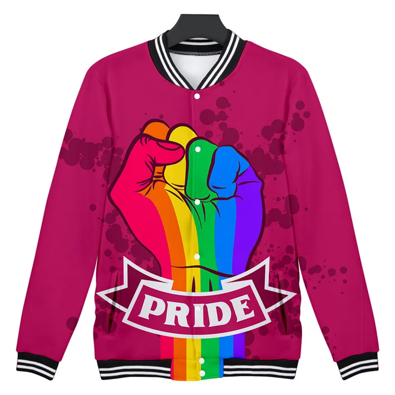 

LGBT Fashion 3D Baseball Jacket Men Women Rainbow Flag Lesbians Gays Hoodie Casual Long Sleeve Sweatshirt Coat Clothes