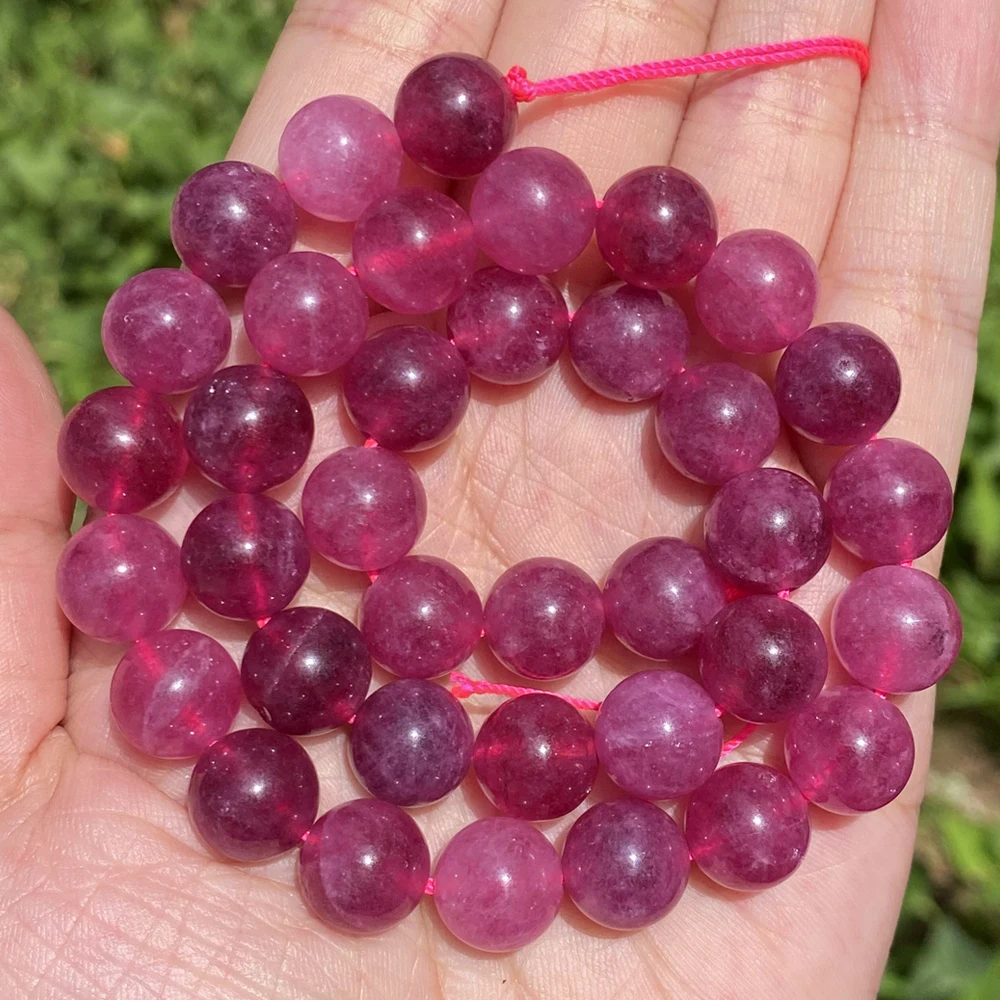 4mm-10mm Natürliche Rosa Turmalin Stein Runde Perlen für Schmuck Machen Diy Armbänder Halskette 15"