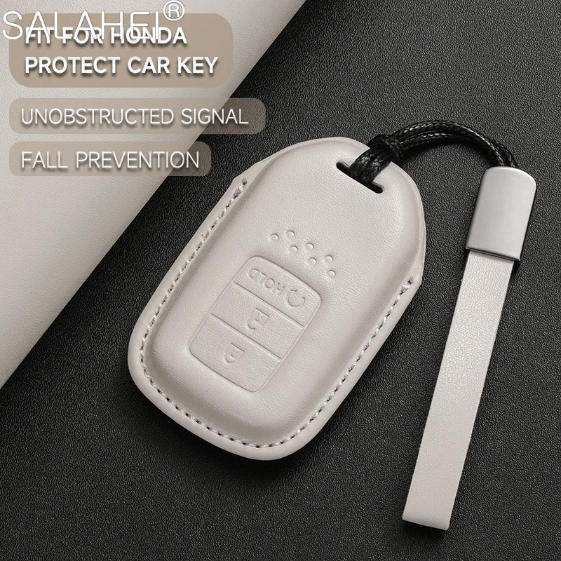 Leather Car Key Case Cover Shell Bag For Honda Civic City Accord CRV XR-V Odyssey Vezel Jade Crider Pilot Fit Stepwgn Accessory