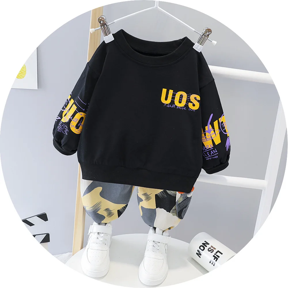 Autumn Baby Girls Boys Clothes Sets Infant Cotton Suits Casual Style Cartoon Kids T Shirt+camouflage Pants Toddler kids Clothes