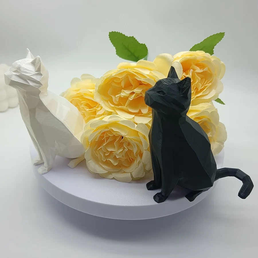 3D 인쇄 고양이 장식품, 기하학적 마름모꼴 고양이 모델, 거실, 연구 및 사무실 장식, 축제 장식 선물