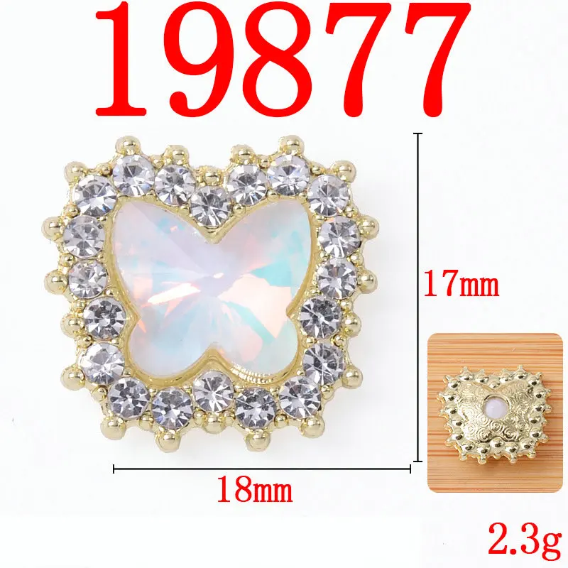 10 Pcs New Style Alloy Crystal Rhineston Butterfly Creative Rhinestone Button Ornaments Earrings Choker DIY Jewelry Accessories