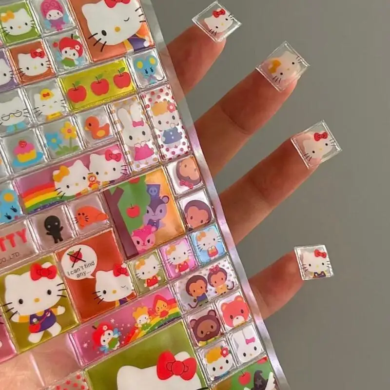

Japanese Sanrio Sticker Hello Kitty 3D Jelly Square Block Stickers Cartoon Cute Diy Mobile Phone Case Storage Box Decoration