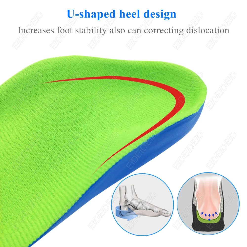 EID 1/2 Pairs Soft Adjustable Size Shoe Pads PU Non Slip Arch Support Insole Children Foam Orthopedic Insoles Foot Pad