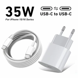 Szybka ładowarka ścienna PD 35W USB C do iPhone'a 16 Plus 15 Pro Max Samsung Pixel Huawei Honor Szybkie ładowanie Kabel typu C do typu C 2 m