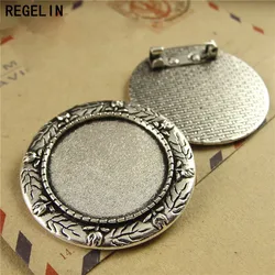 REGELIN 5pcs/lot Inner size 25mm brooch base Pendant Setting Fit Cabochon Brooch Setting Tray DIY Jewelry Findings