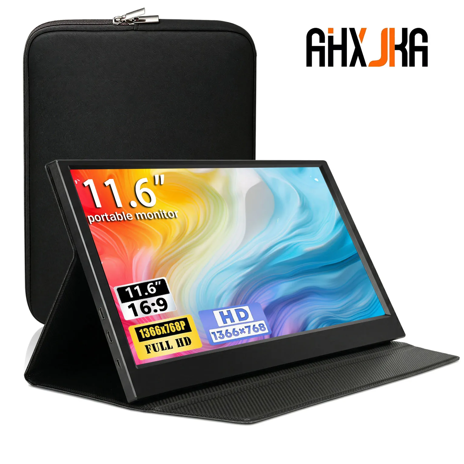 AHXJKA 11.6 인치 휴대용 모니터 게임 디스플레이 외부 1366*768P 60Hz miniHDMI Type C 게임용 스위치/PS4/Xbox/Raspberry Pi