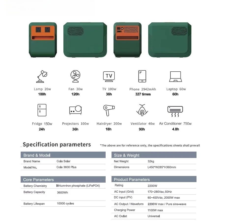 كولا الشمسية 2200 واط 1200 واط التيار المتناوب قوة البنك نقية شرط لموجة مولد الطاقة الشمسية للتخييم في الهواء الطلق MPPT تحكم محطة الطاقة المحمولة