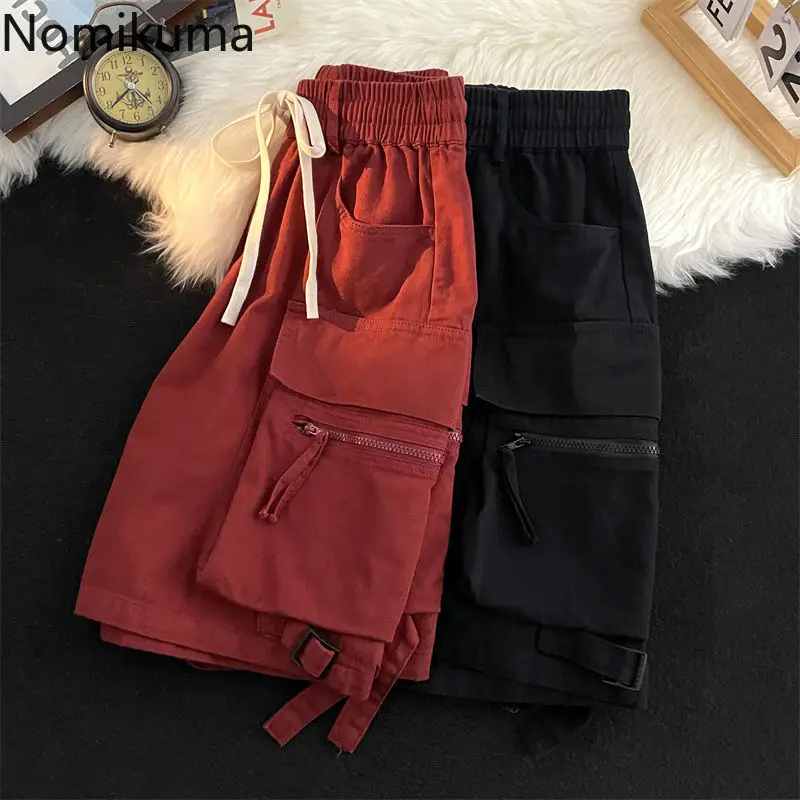 Summer Pantalones Cortos De Mujer Streetwear Shorts for Women Japanese Fashion Pockets Casual Y2k Wide Leg Pants New Bottoms