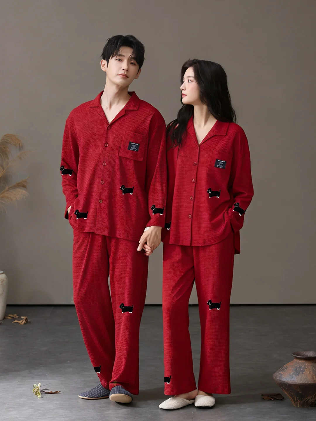 2026-new-cotton-pajamas-long-sve-red-home-clothes-for-couples-spring-autumn-seasonal-men's-home-suit-year-wedding