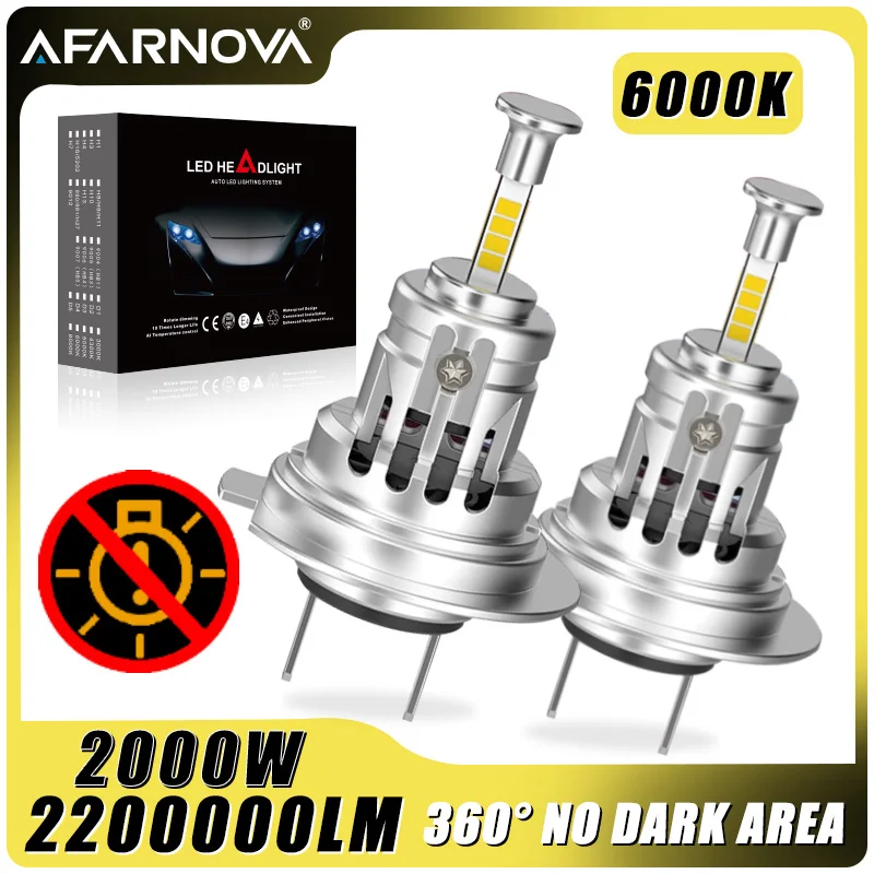 

2200000LM 360 led H7 Headlights High Power Canbus 3D Led H7 CSP 1:1 Plug&Play Turbo Car Lamp Fog Light 12V 24V 6000K 2000W 2PC