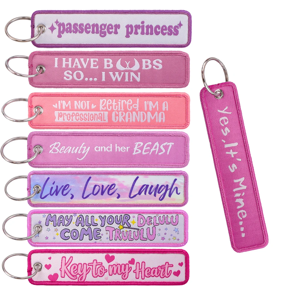 Live Love Laugh Quotes Pink Keychain for Motorcycles Key Fobs Holder Women Key Tag Key Ring Backpack Jewelry Friends Gifts