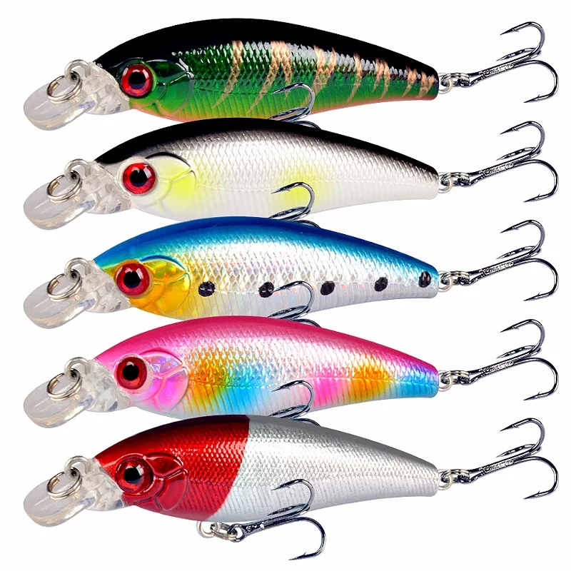 

Minnow Spinning Crank Wobbler Lures 70mm 6.5g New Sea Fishing Half Water Artificial Quality Hard Bait BASS TROUT Lure