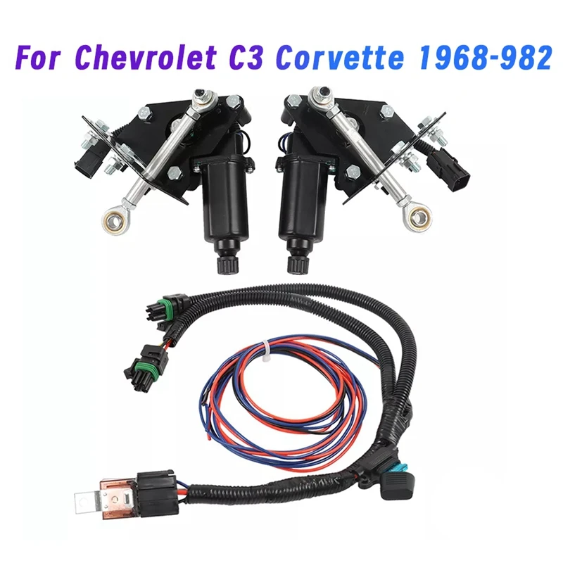 For  C3 Corvette 1968-982 Electric Headlight Conversion Motor Kits With Wire Harness 82-9129H 82-9130H 747-900