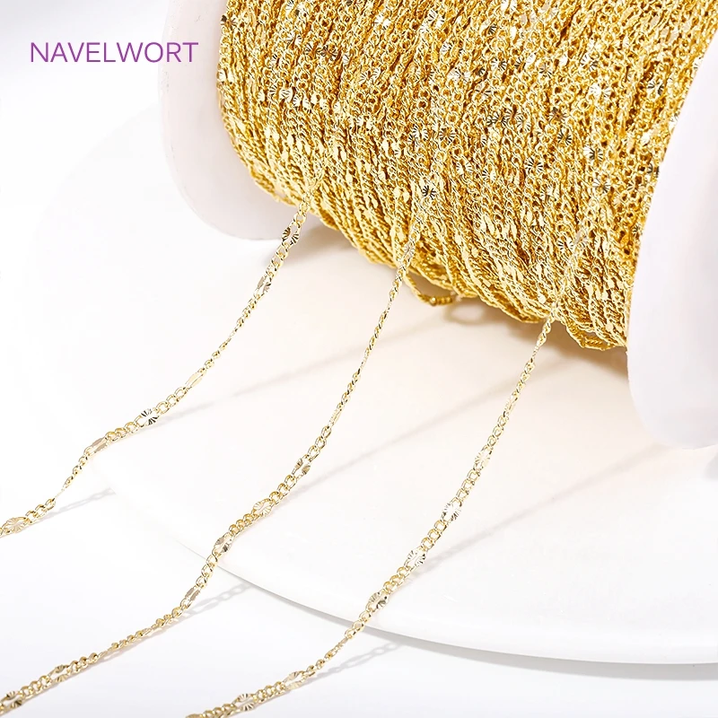 Trendy 14K Gold Plated Metal Spool Chains For Necklace Bracelet Accessories，Wholesale Bulk Cable Chains DIY Jewelry Findings