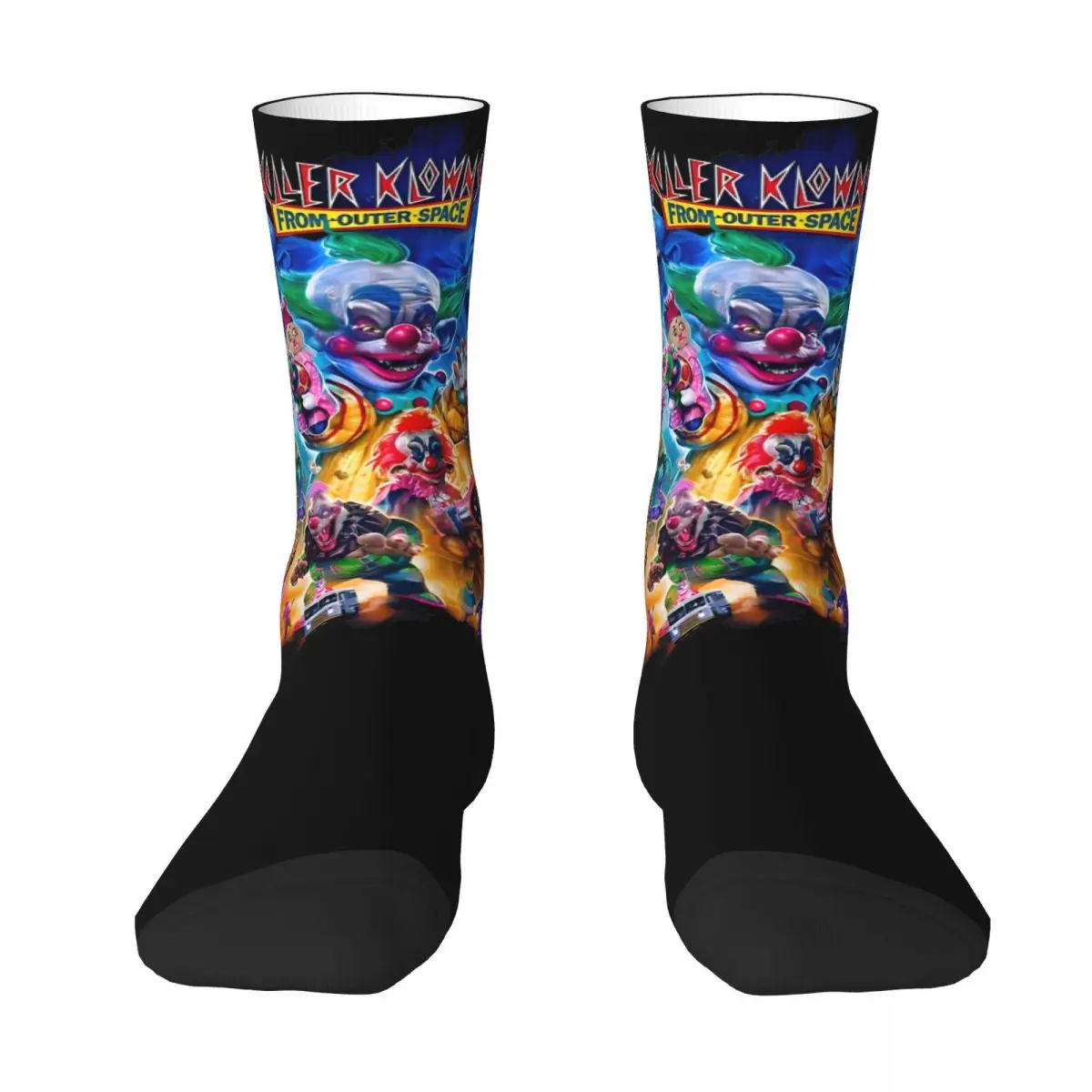 Killer Klowns From Outer Space Theme Design Crew Socks Accessories for Party Wear Sweat Absorbing Crew Socks