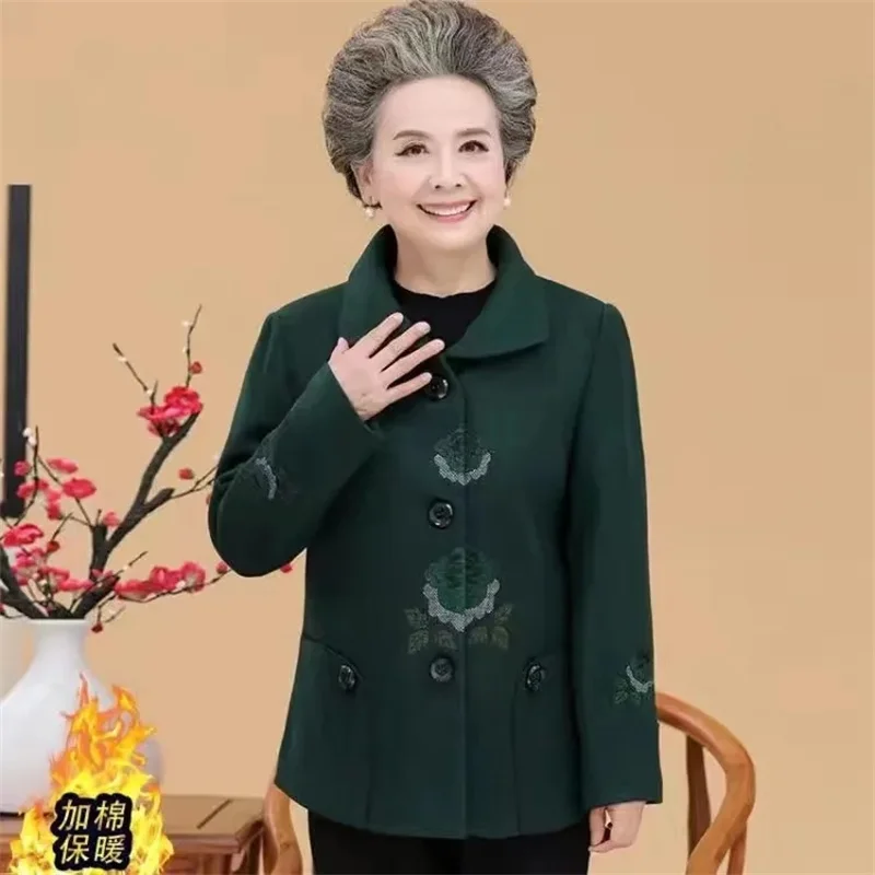 Middelbare Leeftijd Ouderen Vrouwen Wollen Jas Nieuwe Herfst Winter Dikker Moeder Uitloper Elegant Casual Oma Vest Bovenkleding