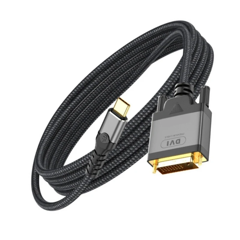 200cm Type C to DVI Adapter Cable Wire Video Cord Support 1080P@60Hz 4K@30Hz