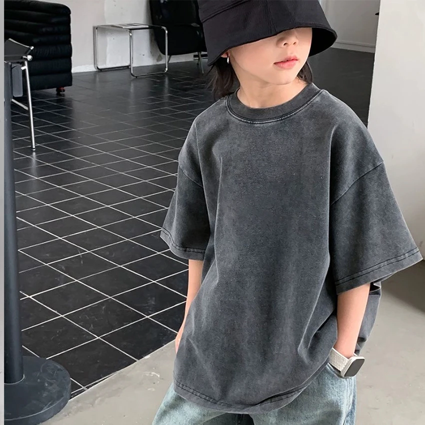 Retro Style Children's T-Shirt for Boys Girls Kids Shirts Sleeve Japanese style Martial Arts Knife Print Toddler Cotton Tee Tops