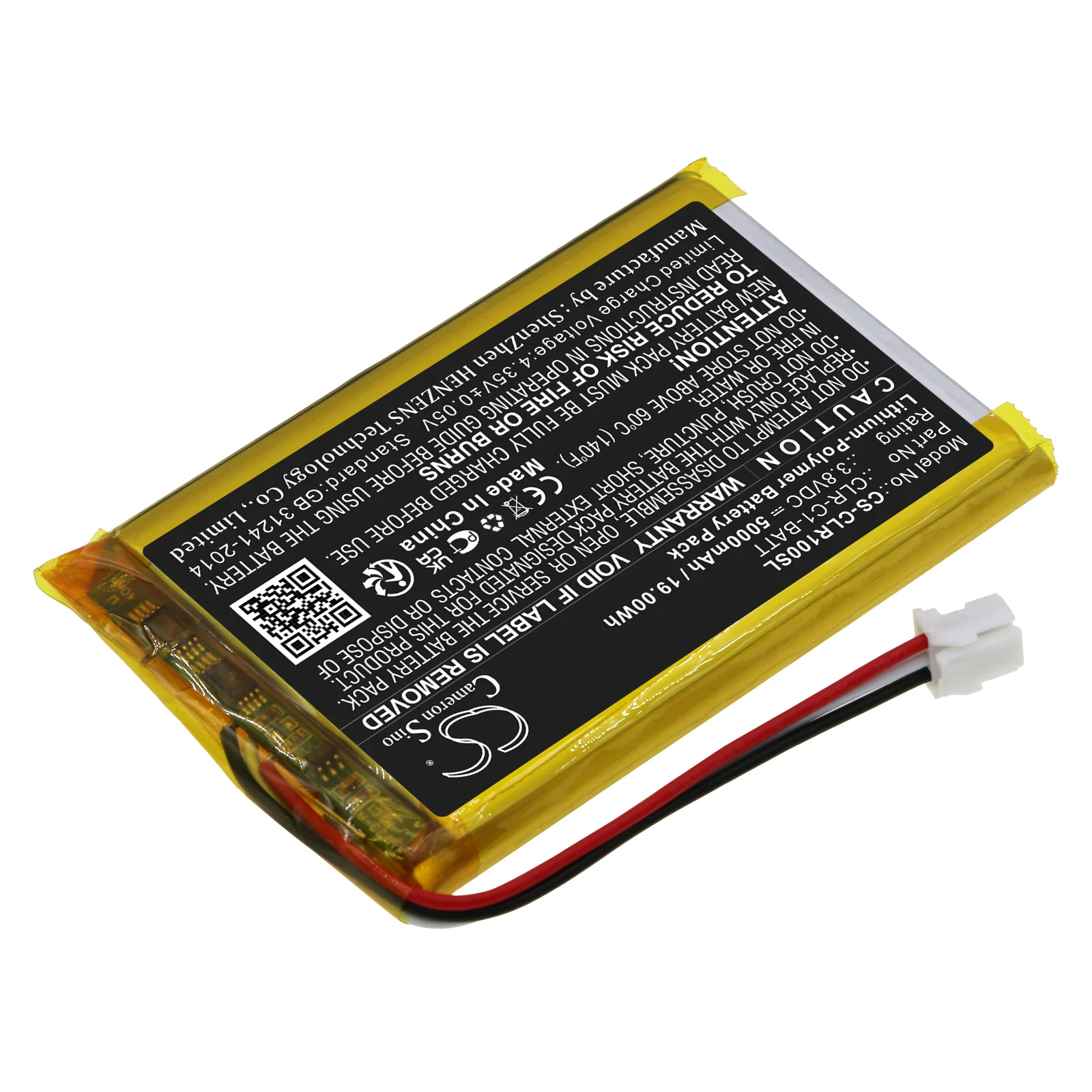 ClareOne CLR-C1-PNL1 CS 교체 배터리, 스마트 홈 패널 CLR-C1-BATT, 5000mAh, 19.00Wh