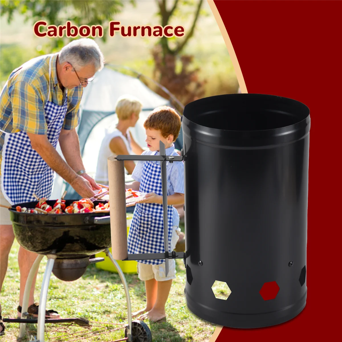 أدوات الشواء نقطة سريعة الفحم الإشعال برميل موقد الكربون الإشعال في الهواء الطلق أدوات الشواء الخيزران مدخنة كاتب HY