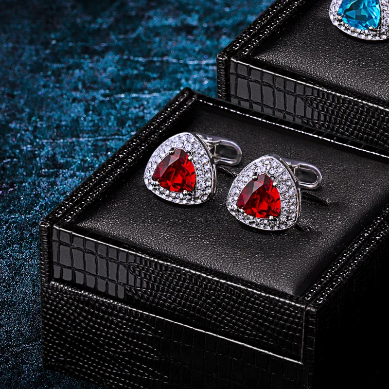 

KFLK Jewelry French shirt cufflinks for mens Brand Crystal Cuff link Luxury Wedding Button male High Quality Red guests