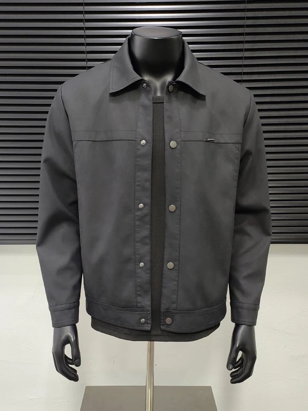 

Yongli Men's Biker Jaet Slim Fit Collar PU Leather Windproof Resistant Faionable ort Coat Metal Decorations Long Sve