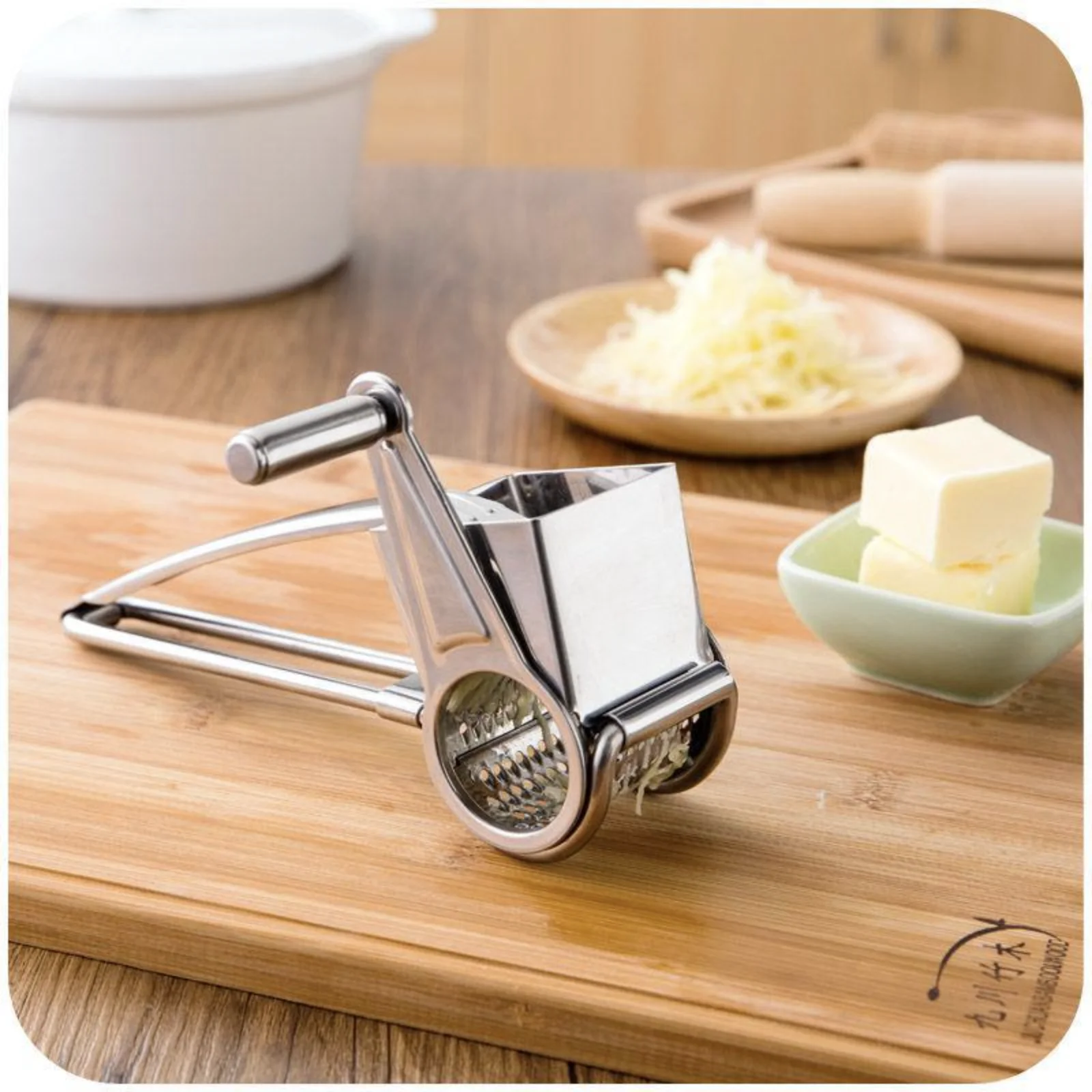 

IK Stainless Steel Cheese Grater Handheld Rotary Garlic Carrot Cutter Slicer Chocolate Shredder Grinder for Butter Nut