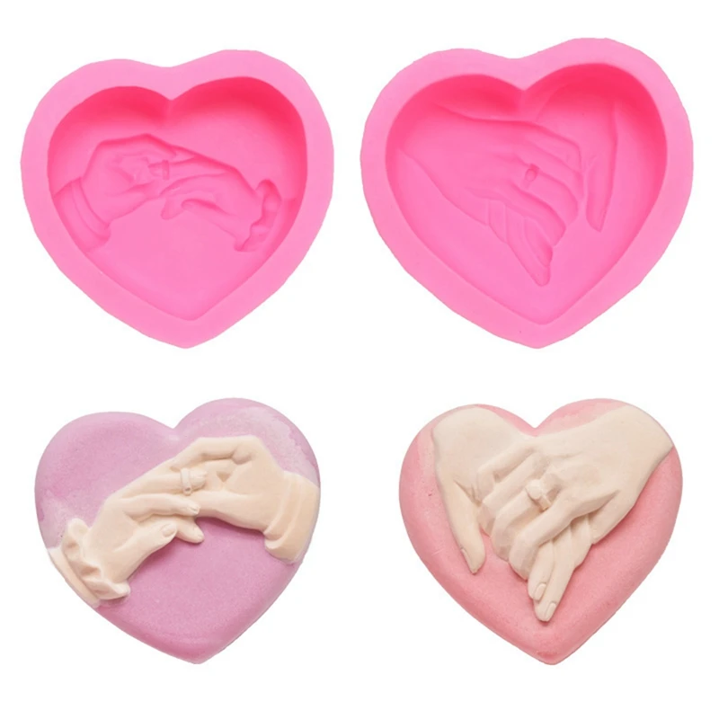 2 PCS 3D Heartshaped Mold Red Silica Gel DIY Love Symbol Art Candle Plaster Soap Resin Chocolate Mold